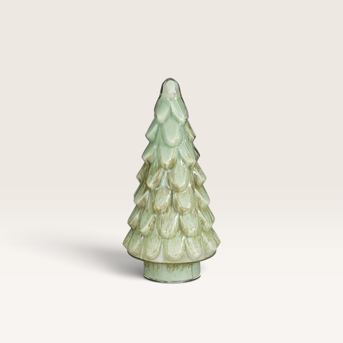 Vintage Industrial Sarek decorative glass tree in antique green with a textured finish for home decor.