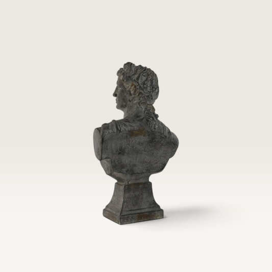 Busto decorativo de diosa griega Vintage Industrial en fibra de vidrio gris con acabado clásico y elegante