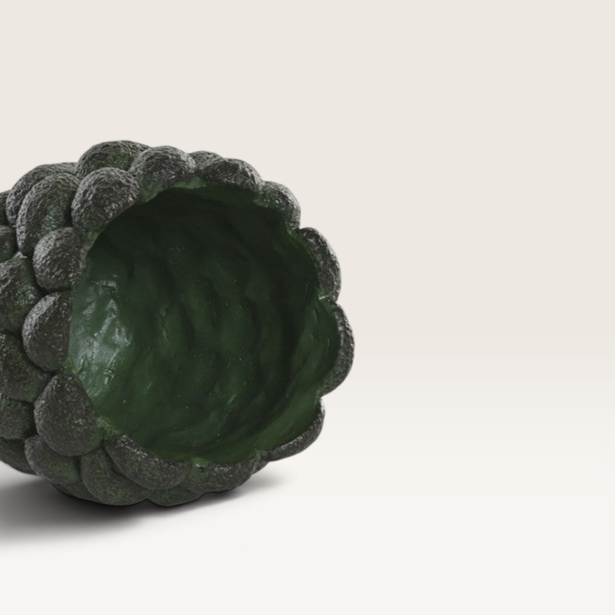 Vintage Industrial Sipin cement vase in avocado green with a textured, organic pebble-like surface design.