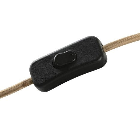 Vintage Industrial Kamar lamp black inline power switch on a beige fabric cord