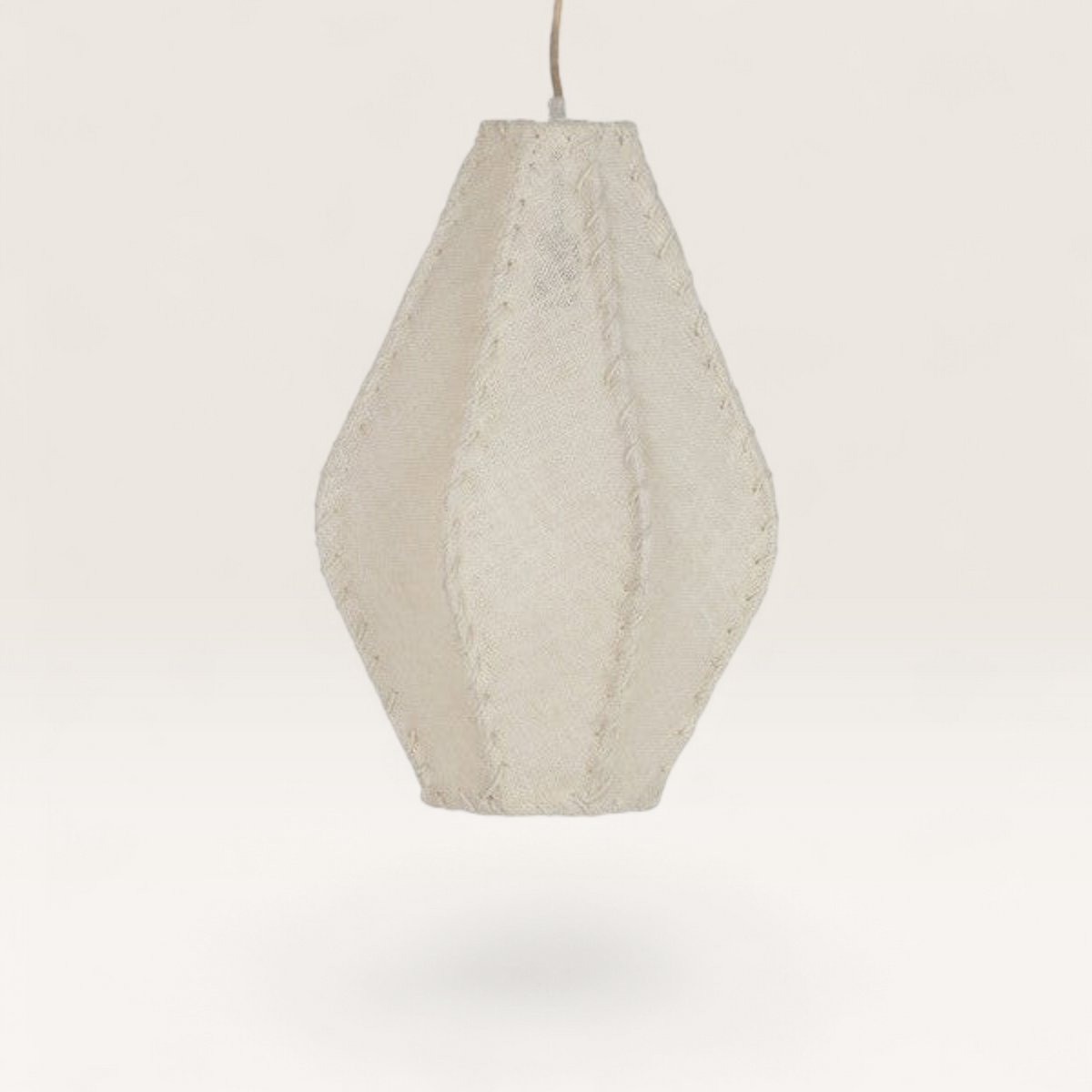 Vintage Industrial Tepa ceiling lamp with a cream jute embroidered shade and metal structure for a natural look.