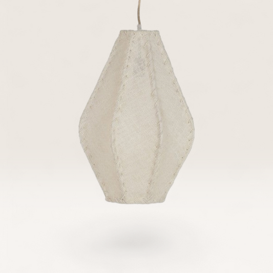 Vintage Industrial Tepa ceiling lamp with a cream jute embroidered shade and metal structure for a natural look.
