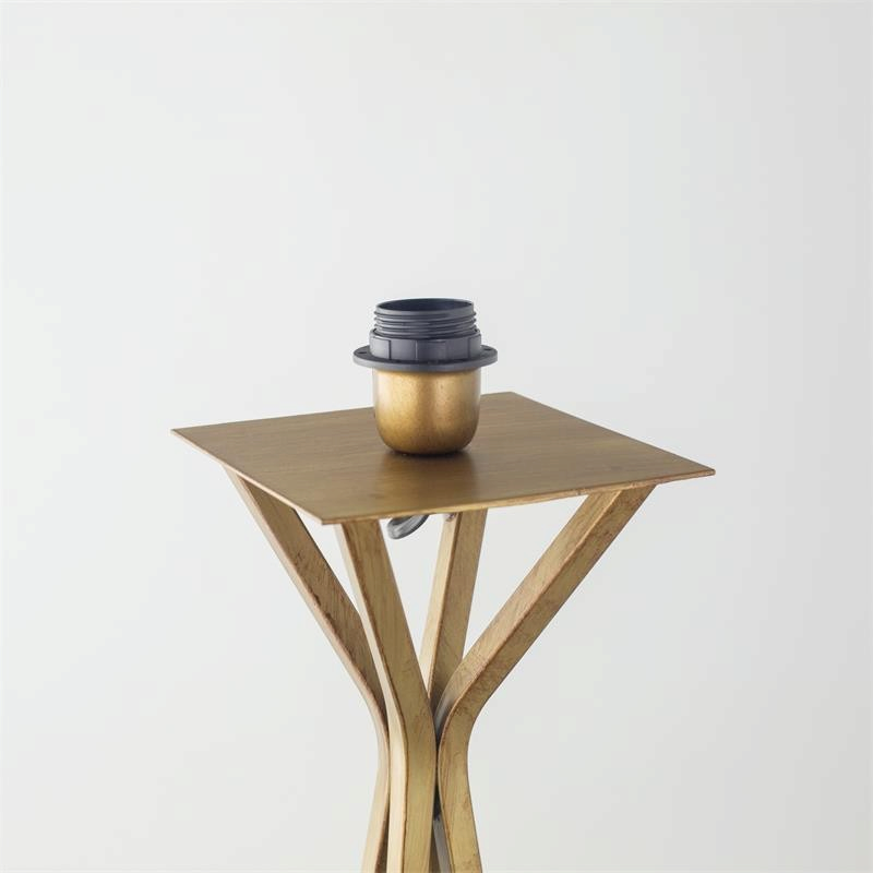Vintage Industrial Diane lamp base with a square wooden top and elegant curved legs in a natural wood finish.